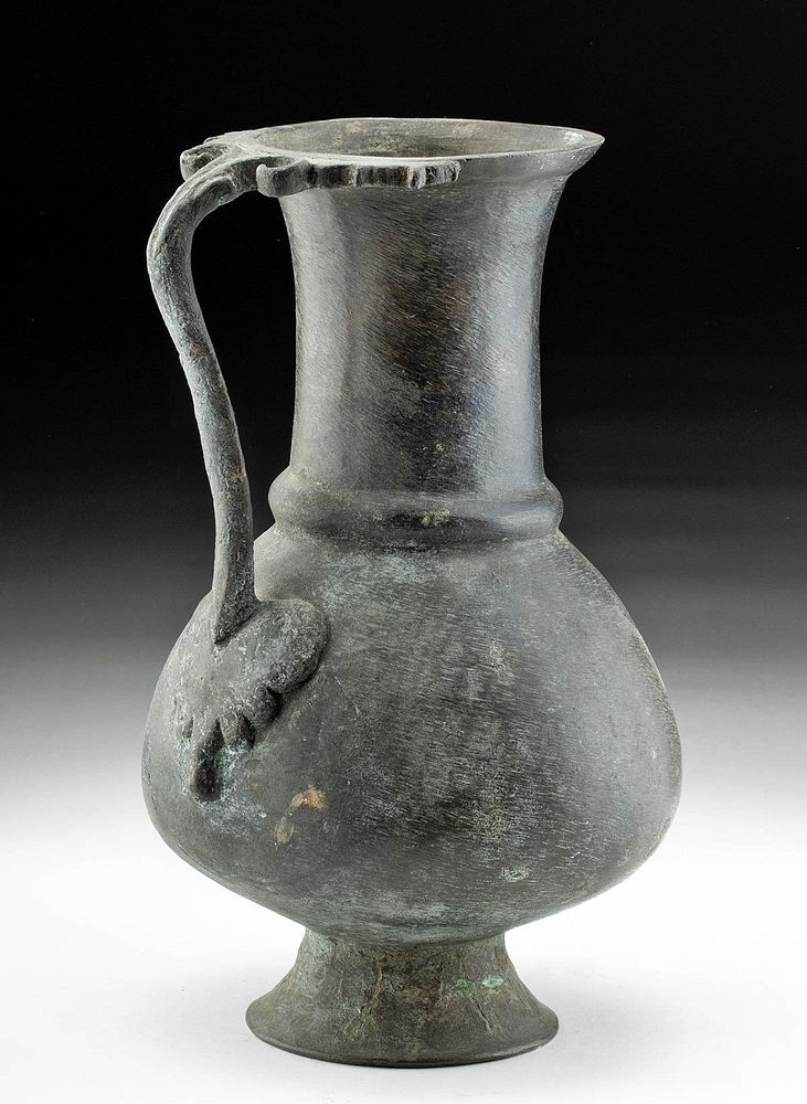 Appraisal: Roman Bronze Pitcher w Grape Leaf Handle Roman Imperial Period