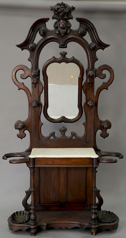 Appraisal: Victorian hall rack cracked marble ht in wd in Victorian