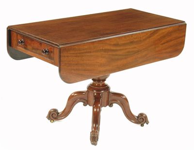 Appraisal: A William IV mahogany supper table the twin flap top