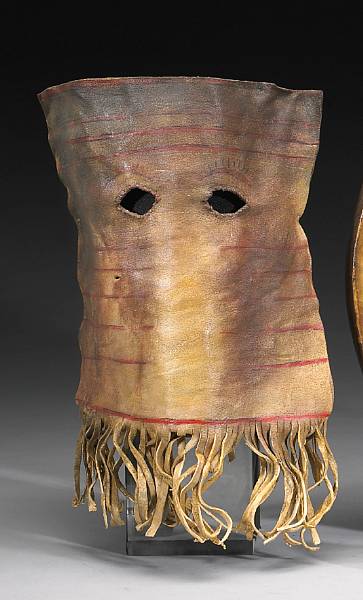 Appraisal: A rare Naskapi young woman's veil mask Narrow bands of