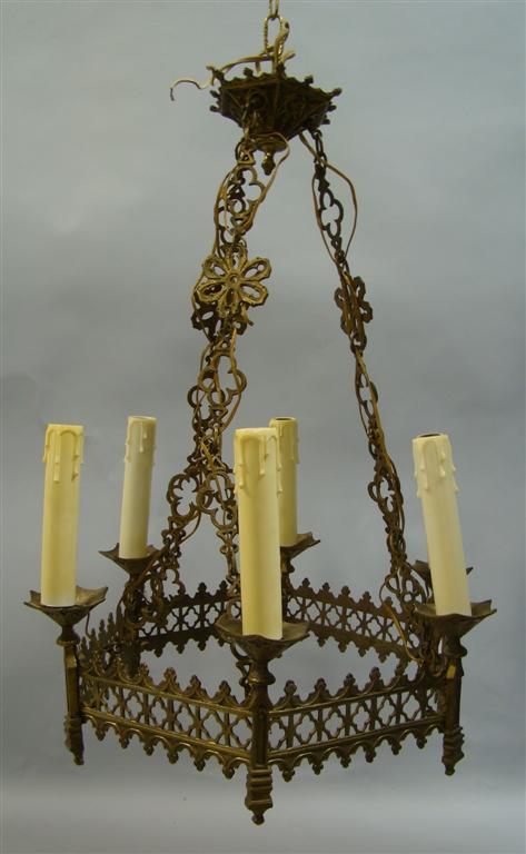 Appraisal: GOTHIC HANGING LIGHT FIXTURE Late th century of Continental manufacture