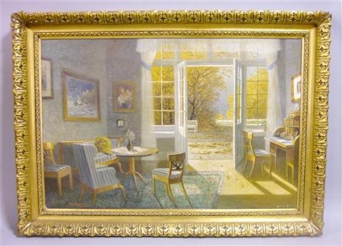 Appraisal: PAUL GEHRMANN GERMAN - BIEDERMEIER INTERIOR SCENE Oil on canvas