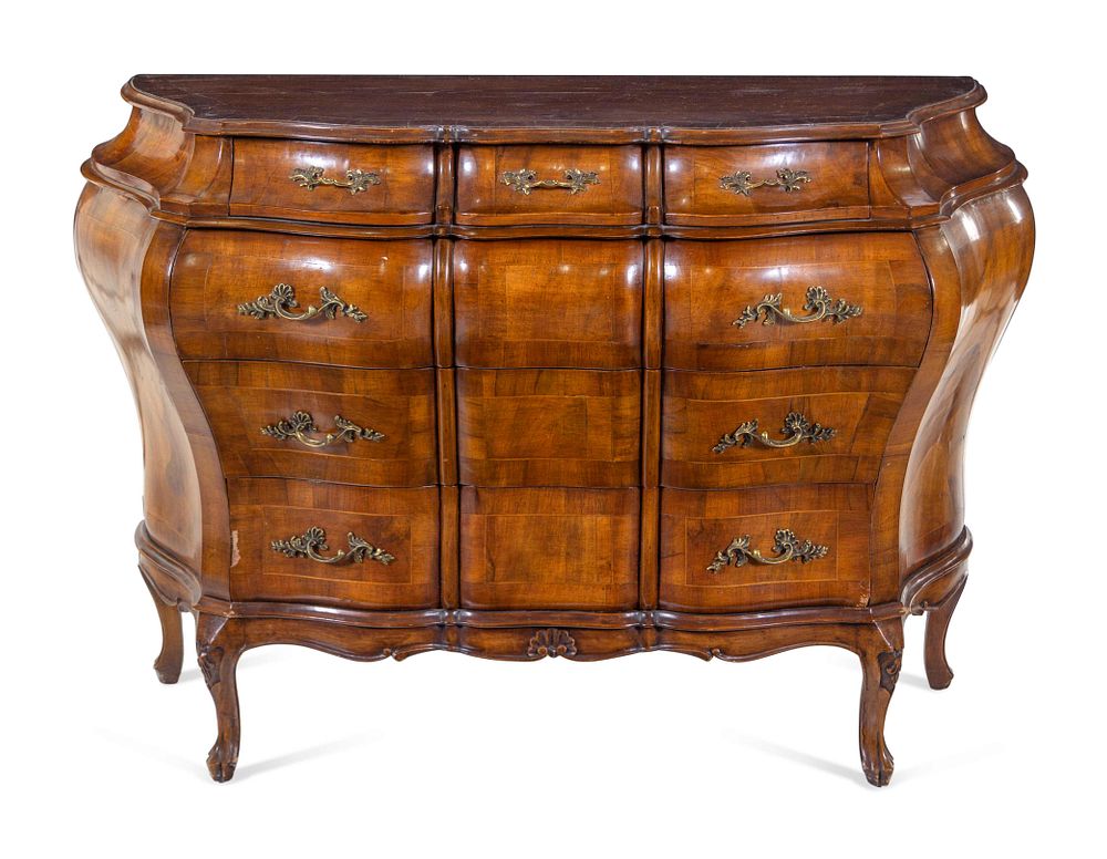 Appraisal: An Italian Walnut Bombe Commode An Italian Walnut Bombe Commode