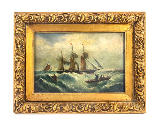 Appraisal: Sale Lot Artist Unknown Continental th Century Three-Masted Ship oil