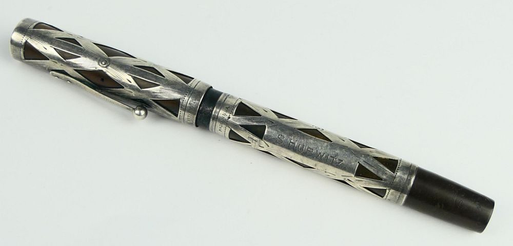 Appraisal: ANTIQUE WATERMAN'S STERLING SILVER BAKELITE PEN Antique Waterman's sterling silver