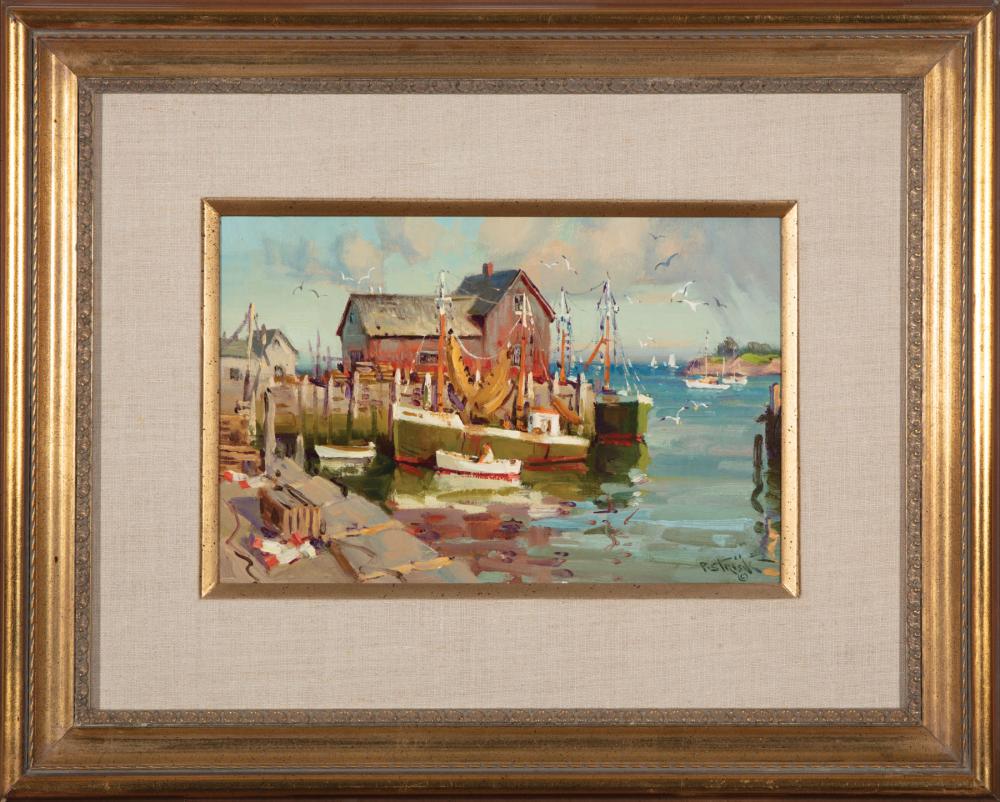 Appraisal: Paul Strisik American Massachusetts - Rockport Harbor motif oil on