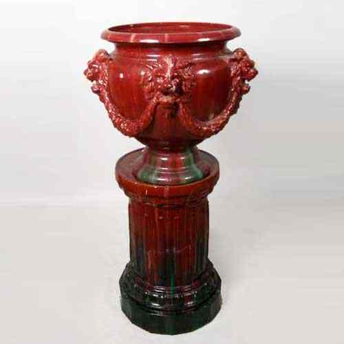 Appraisal: A French Louis XVI Style Pottery Jardiniere Urn on Pedestal