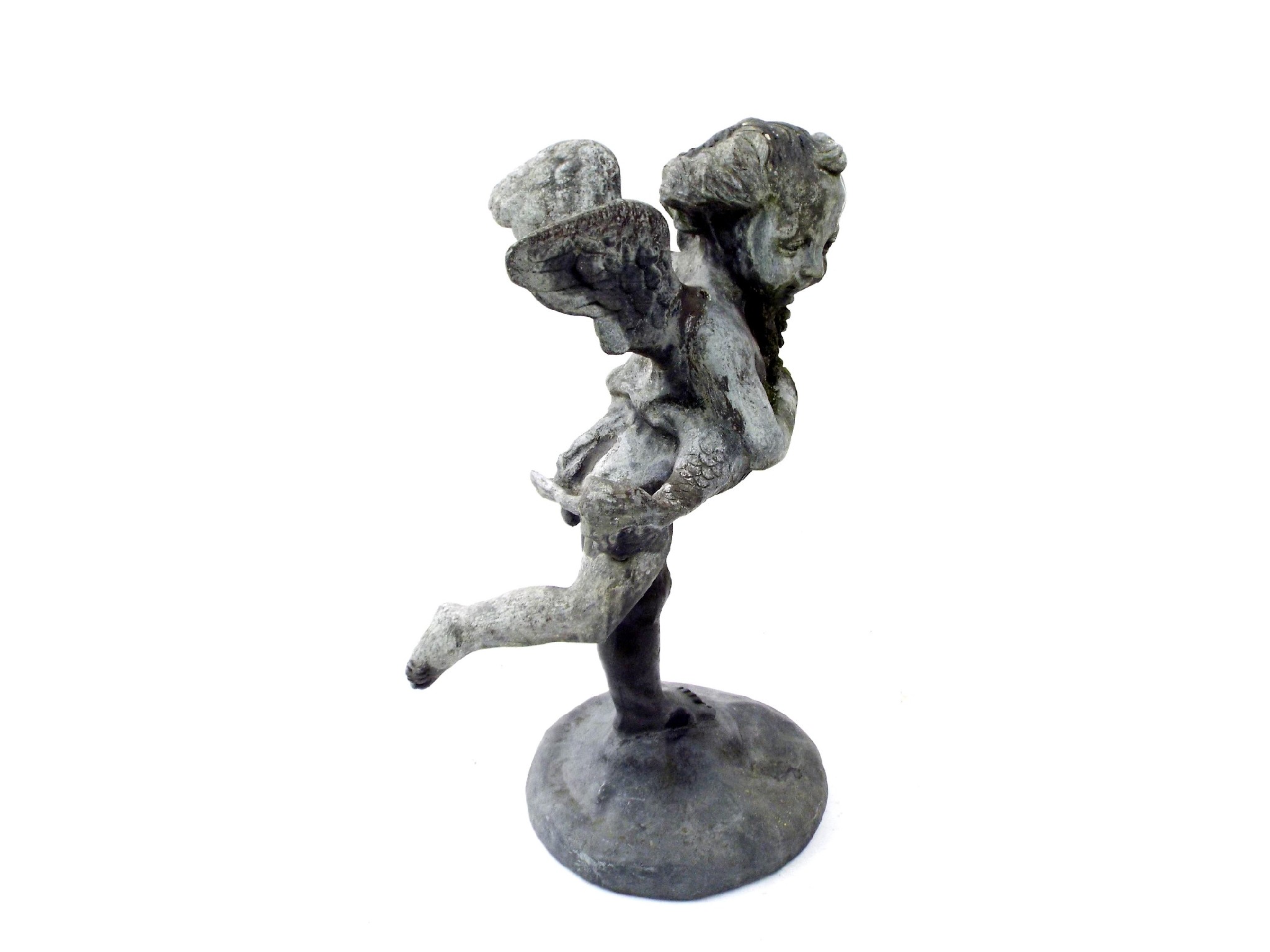 Appraisal: Antique cast lead garden figure of a standing cherub high