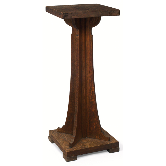 Appraisal: Arts and Crafts pedestal square top with corbel supports refinished