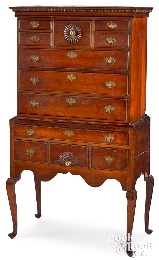 Appraisal: New England Queen Anne cherry high chest New England Queen