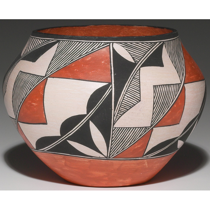 Appraisal: Acoma bowl painted designs in black and red signed L