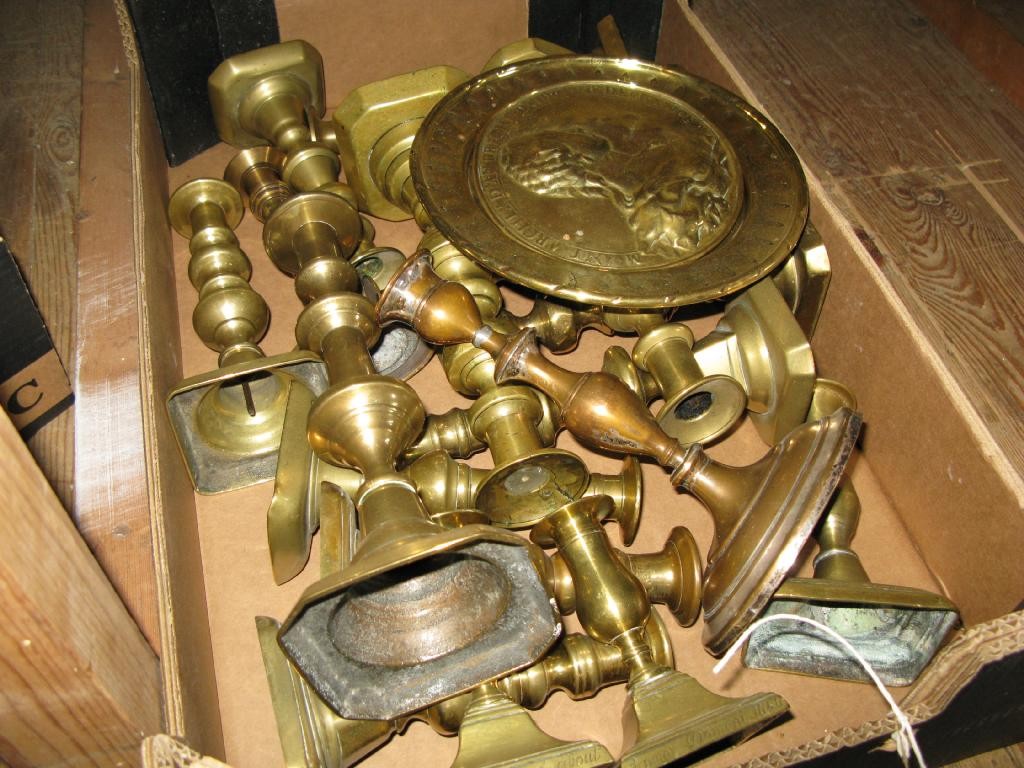 Appraisal: Eighteen various Victorian and later brass candlesticks and two brass