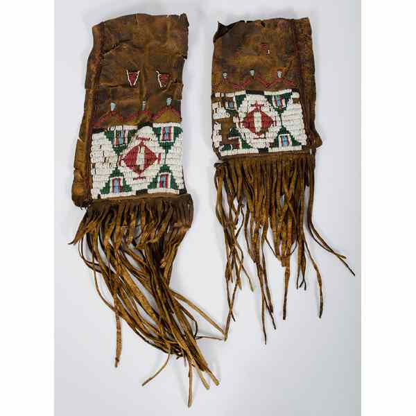 Appraisal: Sioux Child's Beaded Buffalo Hide Saddle Bags relic condition and