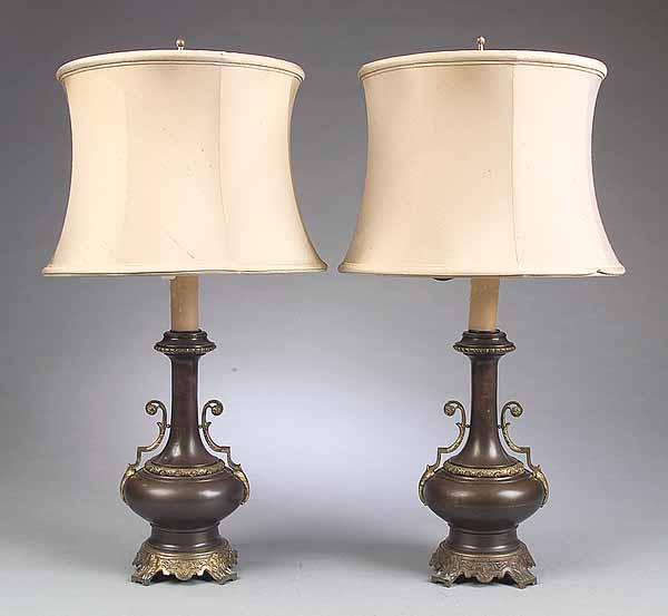 Appraisal: A Pair of Louis Philippe Patinated and Bronze Dor Lamps