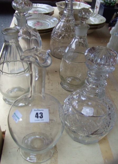 Appraisal: Seven cut glass decanters