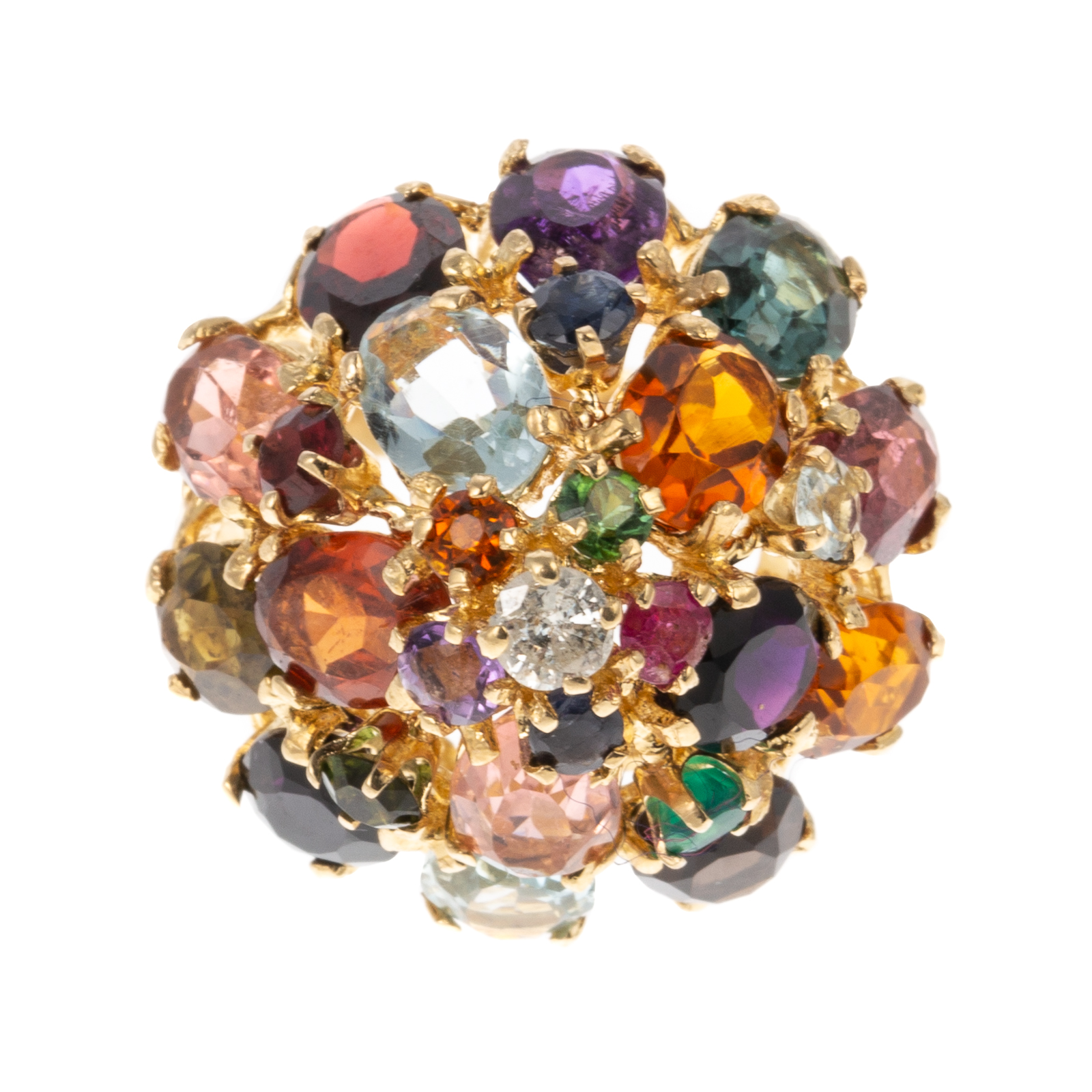 Appraisal: A VINTAGE MULTI-GEMSTONE DOME RING IN K K yellow gold