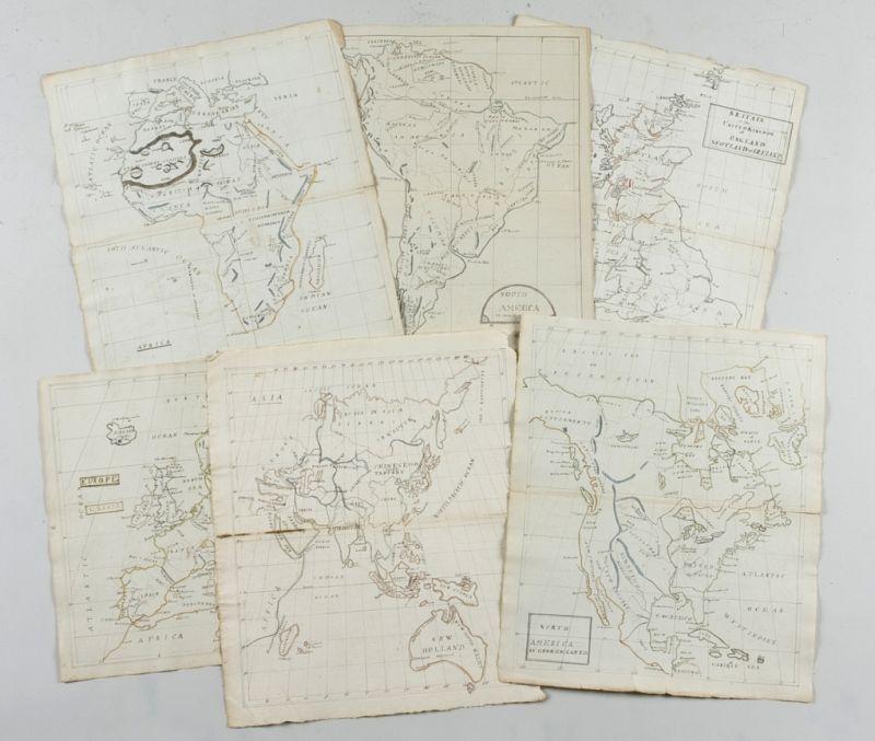 Appraisal: Six Early American Manuscript School Maps ca s three signed