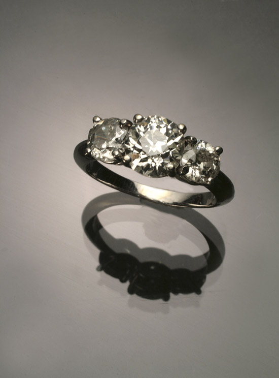 Appraisal: -Karat White-Gold and Triple-Diamond Dinner Ring Set with one round