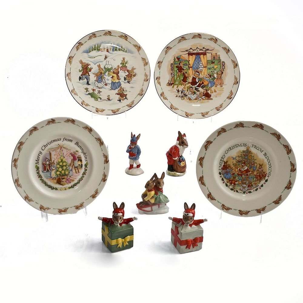 Appraisal: ROYAL DOULTON CHRISTMAS BUNNYKINS FIGURINES PLATES plates various figures DB