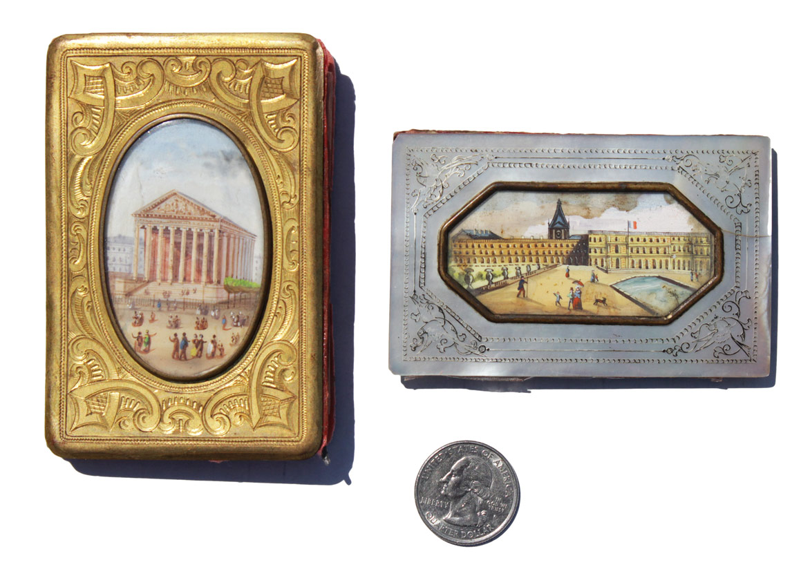 Appraisal: MINIATURE PAINTINGS GRAND TOUR OBJETS DE VERTU Notebook with engraved