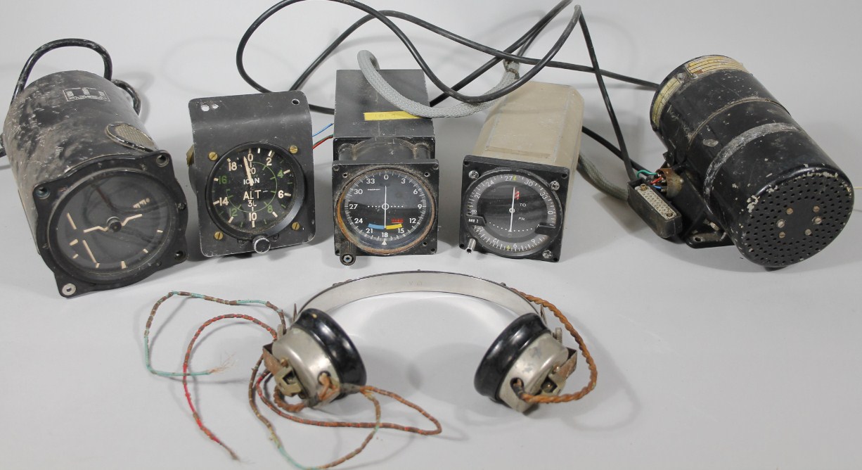 Appraisal: A pair of RAF headphones with chrome mounts and wire