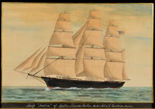 Appraisal: Ship Watercolor Arbia dated American school th century maritime painting