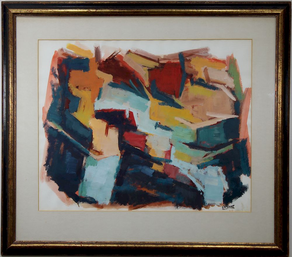 Appraisal: Signed Mid Century Modern Abstract Painting Signed Mid Century Modern