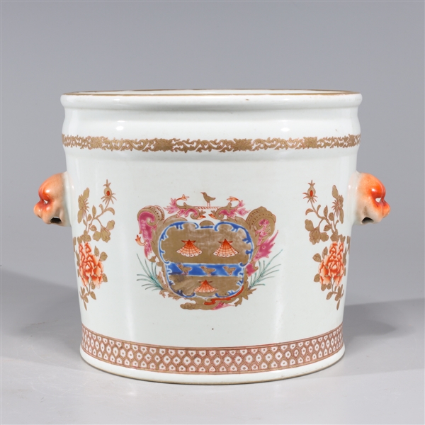 Appraisal: Chinese famille rose enameled porcelain vessel with gilt detail and