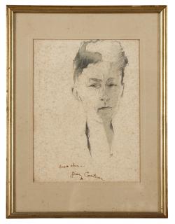 Appraisal: Jean Cocteau Self portrait circa signed and inscribed in ink