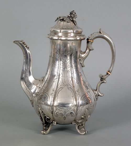 Appraisal: English silver coffee pot ca bearing the touch of Ed