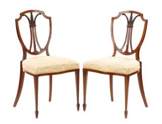 Appraisal: Pair Period Signed Hepplewhite Style Side Chairs English late early