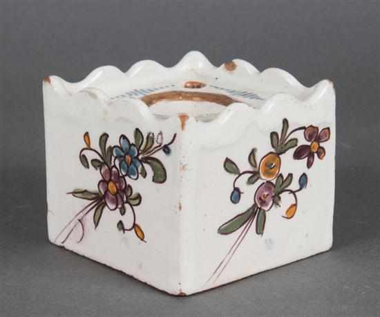 Appraisal: Bristol Delft polychrome floral decorated inkwell second quarter- th century