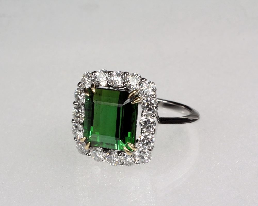 Appraisal: RING - Lady's K White Gold Tourmaline and Diamond Ring