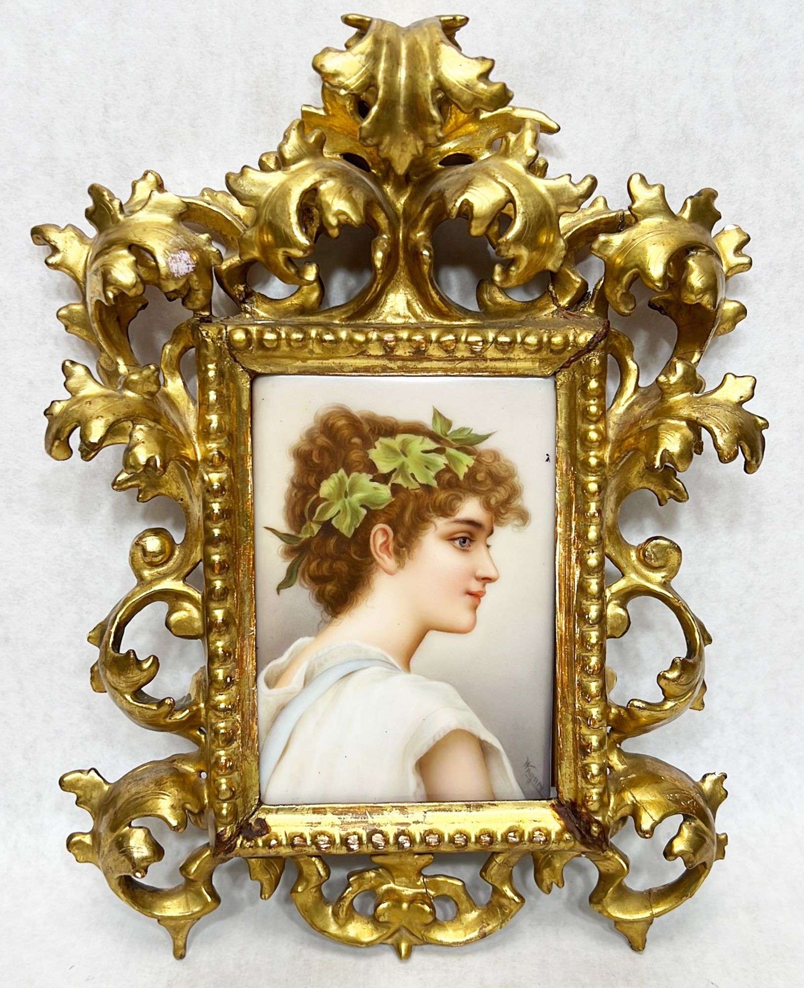 Appraisal: German porcelain portrait plaque signed WagnerLate th or early thC