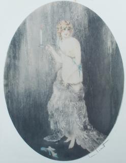 Appraisal: Louis Icart Lithograph Framed Depicting a woman holding a candle