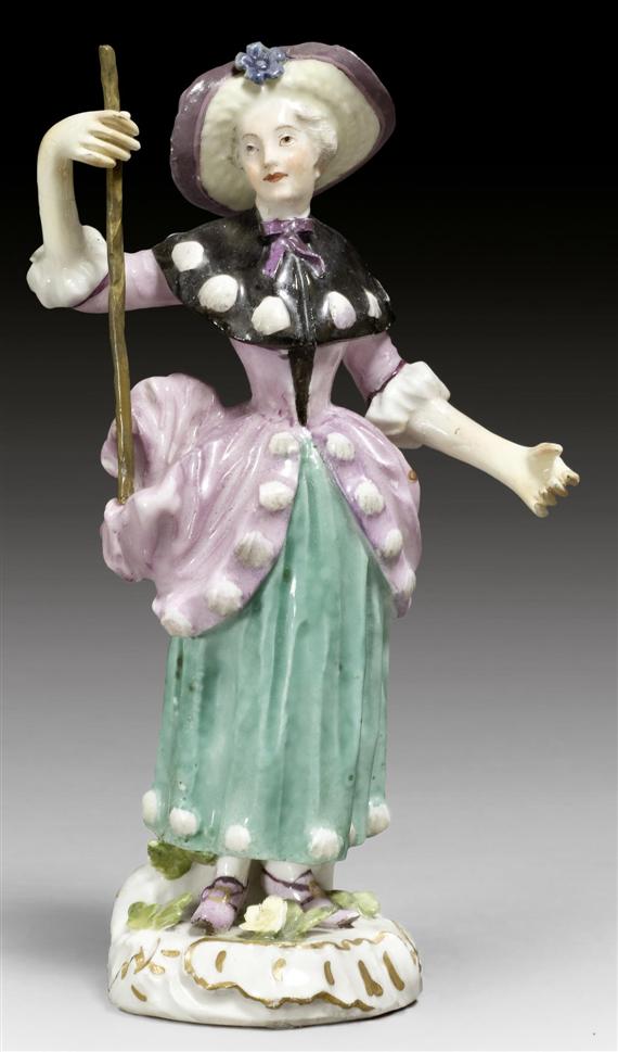 Appraisal: FIGURE OF A SHEPHERDESS MEISSEN MID TH CENTURY Underglaze blue