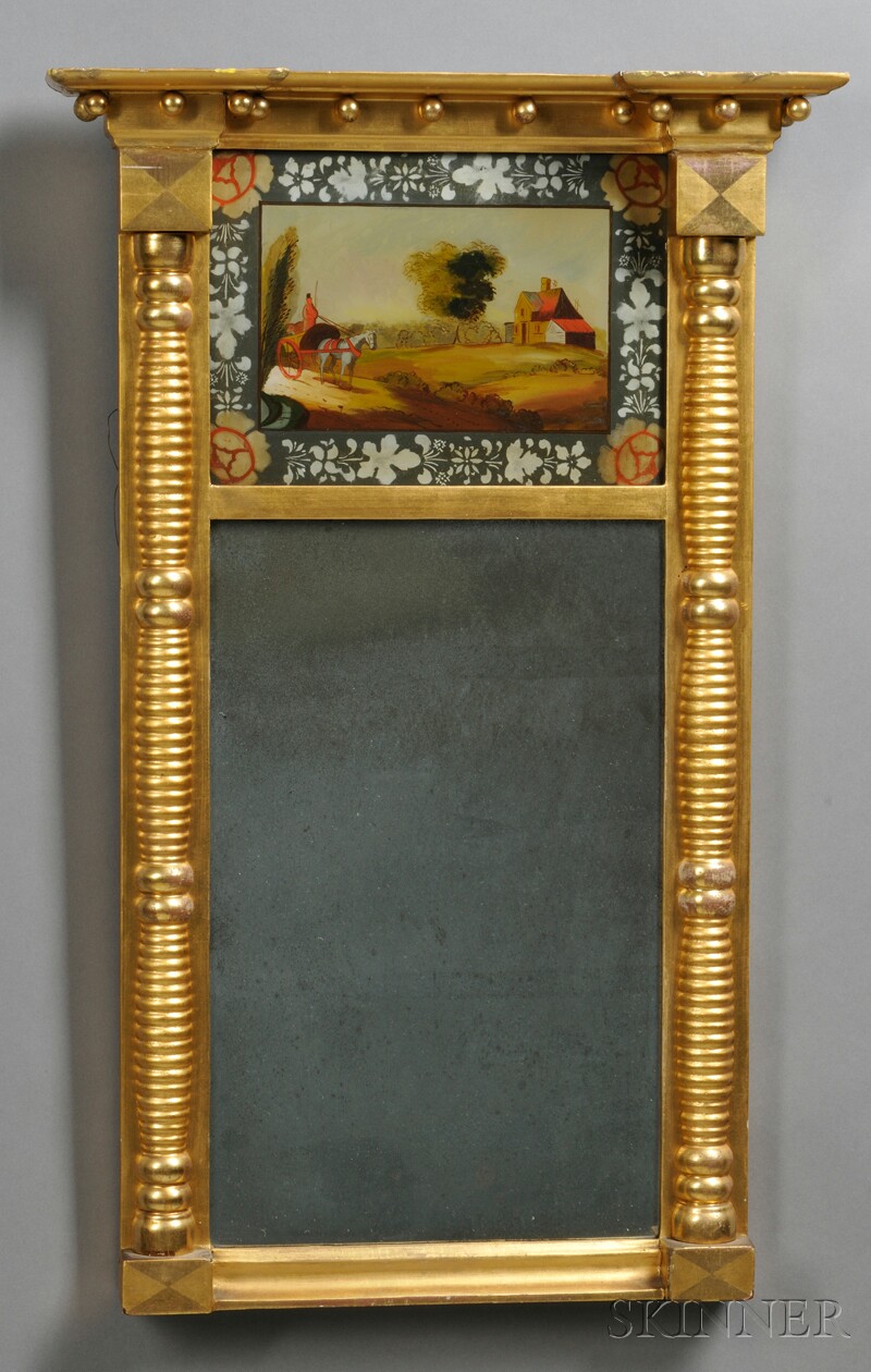 Appraisal: Federal Gilt-gesso Mirror New England early th century the stenciled