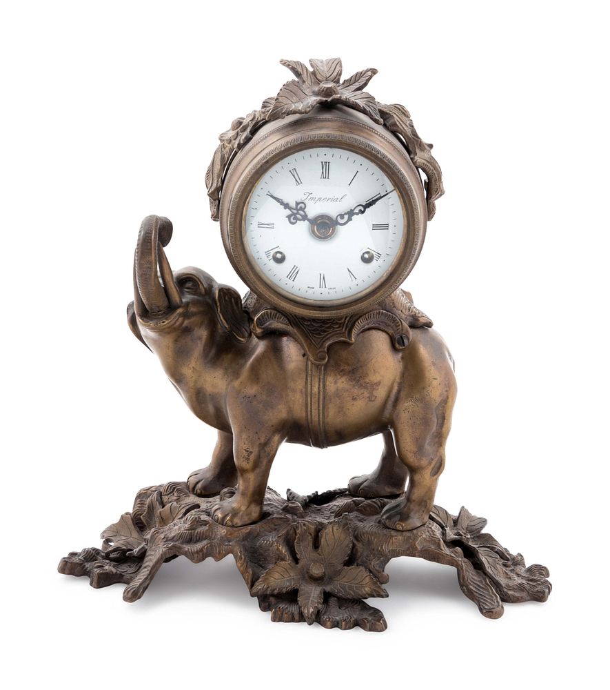 Appraisal: A Louis XVI Style Bronze Elephant-Form Mantel Clock A Louis