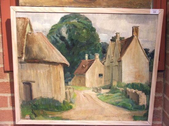 Appraisal: RAYMOND COXON - A country hamlet signed oils on canvas