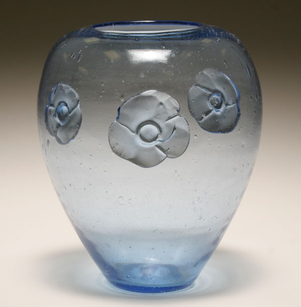 Appraisal: Blenko Wild Rose blue art glass vase Sky blue vase