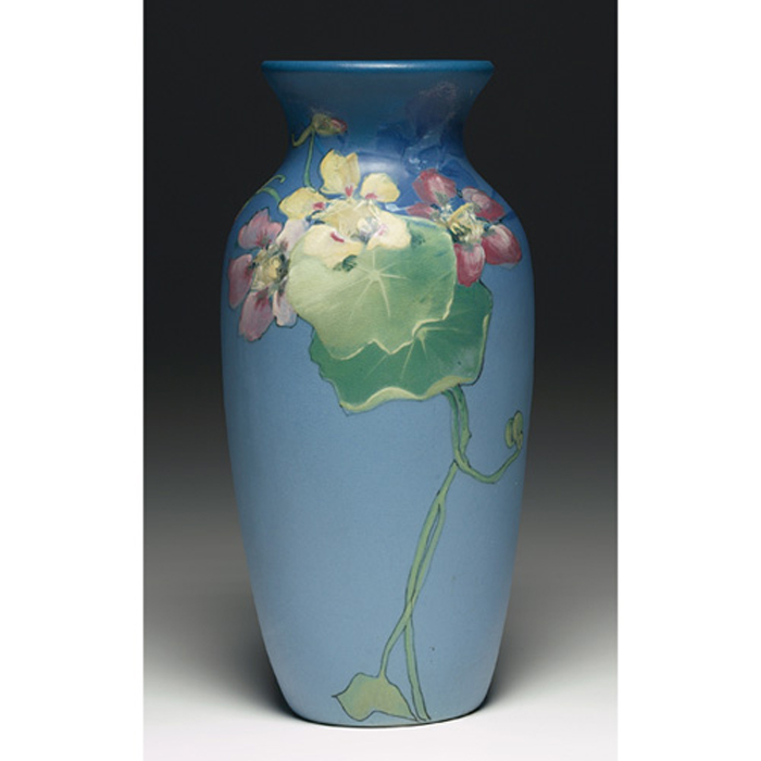 Appraisal: Weller Hudson vase large form with a geranium decoration signed