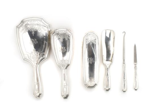 Appraisal: An American Sterling Silver Six Piece Dressing Set Tiffany Co