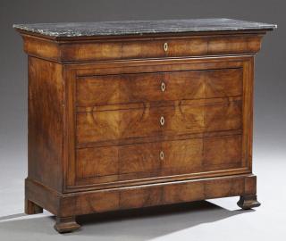 Appraisal: Louis Philippe Carved Walnut Marble Top Commode c Louis Philippe