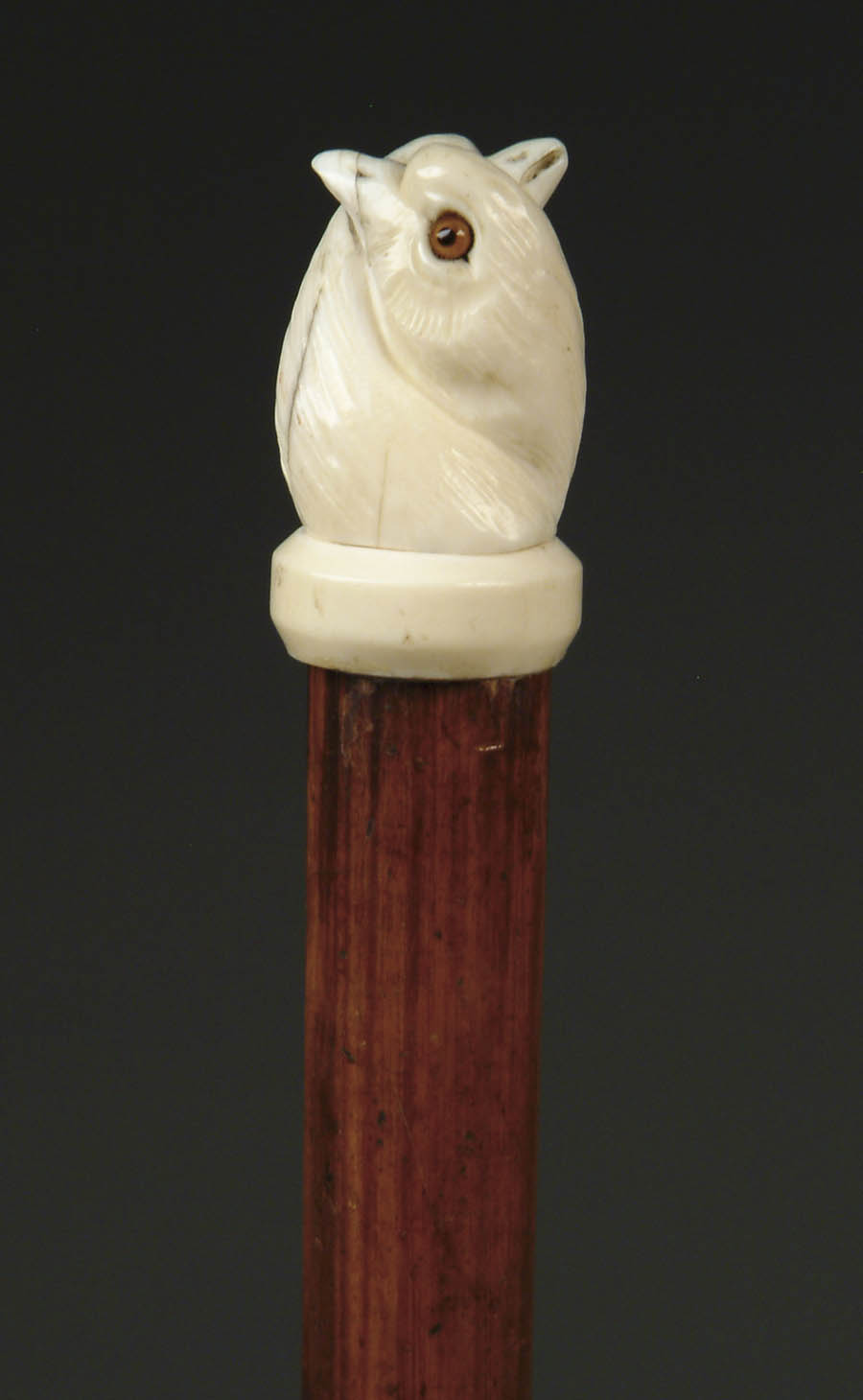 Appraisal: CARVED IVORY TWIN BIRD HEAD CANE Intertwined ivory bird heads