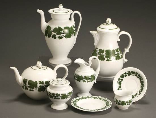 Appraisal: Meissen 'Vine Leaf' Assembled Coffee and Tea Service Predominantly After