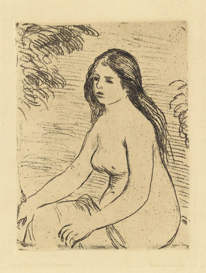 Appraisal: PIERRE-AUGUSTE RENOIR Femme nue assise Soft-ground etching on cream laid