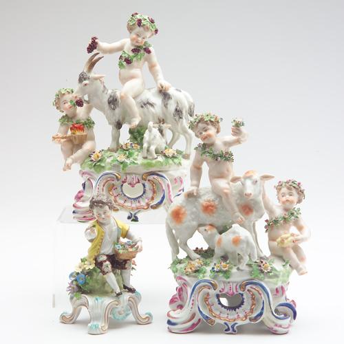 Appraisal: Bow porcelain figures two groups with animals and a single