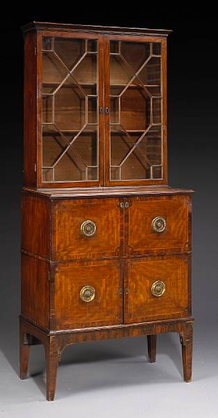 Appraisal: A Regency mahogany and rosewood secretary bookcase early th century