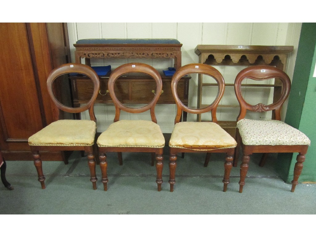 Appraisal: Set of four Victorian mahogany balloon back dining chairs