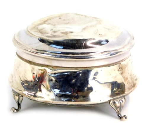 Appraisal: A George V silver jewellery box of circular form with